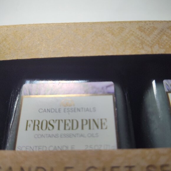 Candle Essentials Set of 3 Candle Gift Set Frosted Pine Scent 2.5 oz. each - Picture 2 of 3